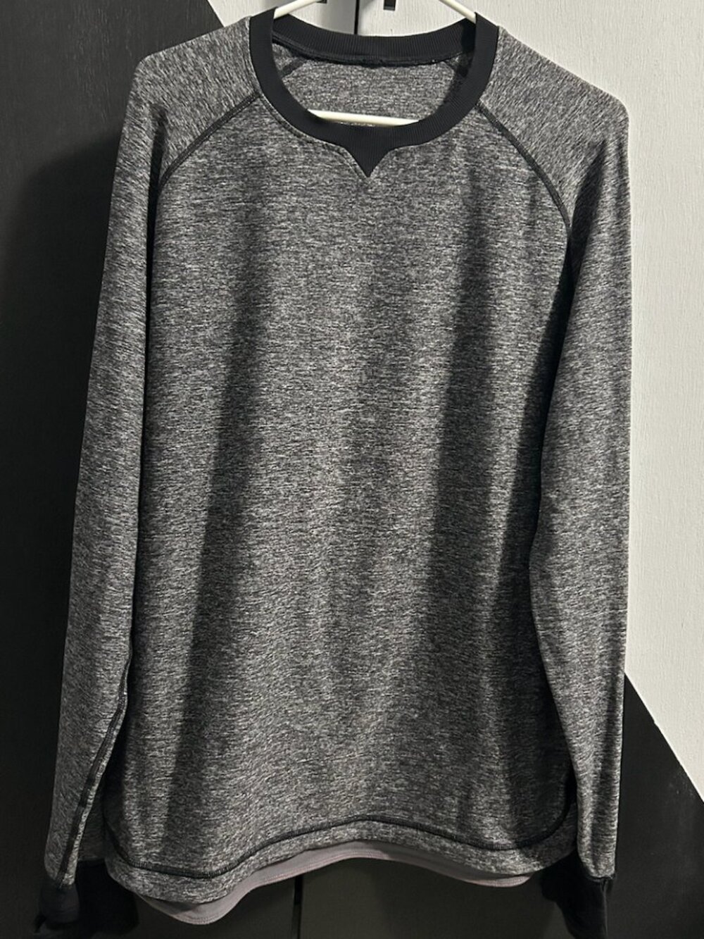 Lululemon Men's‎ Cypress Run Long-Sleeve Athletic Top Black/Gray Heathered L*